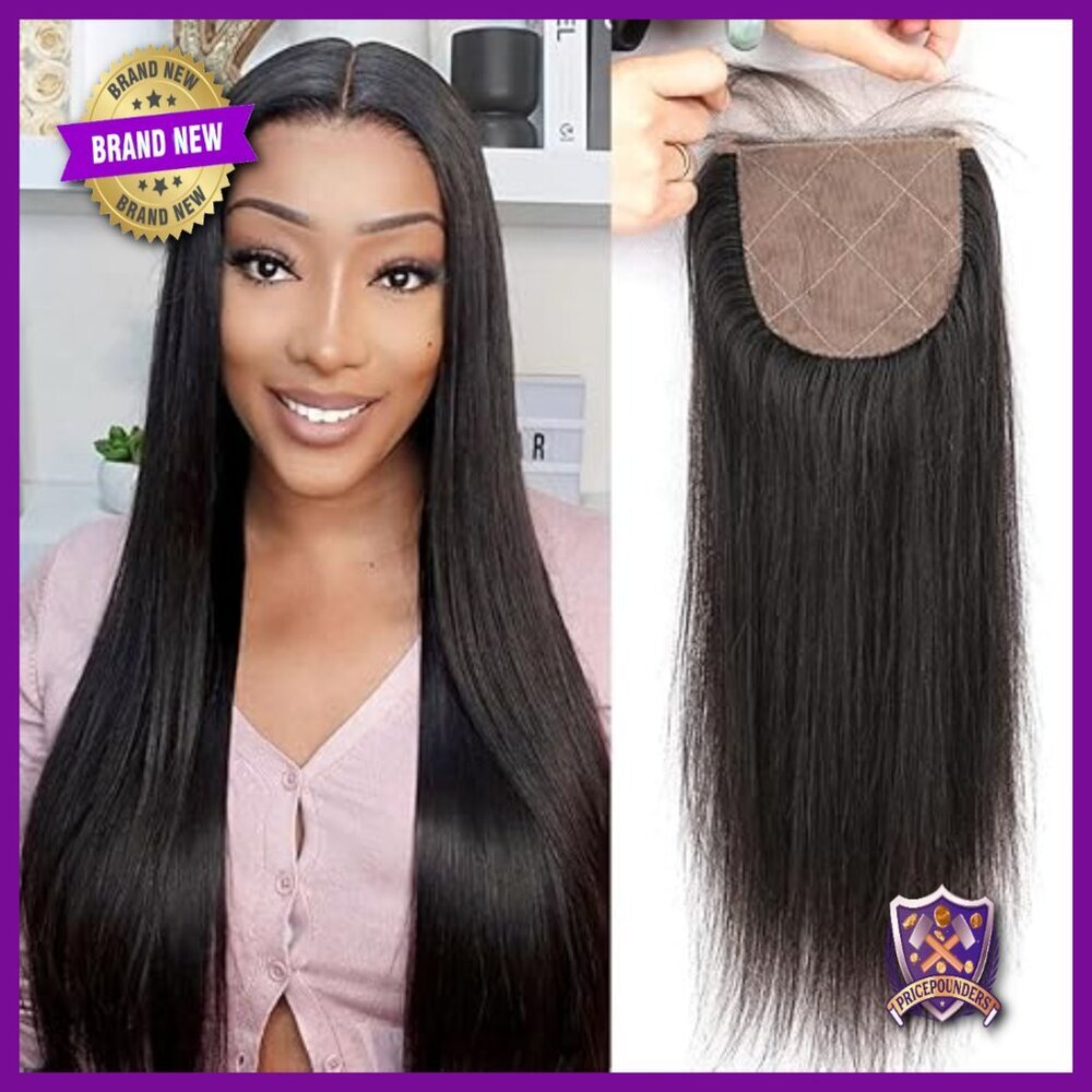 4x4 Silk Base Lace Closure Human Hair Topper Free Part Pre Plucked